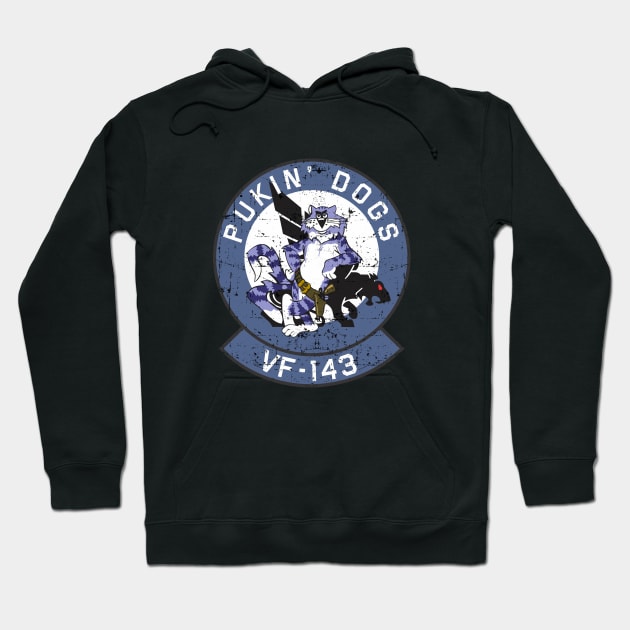 Grumman F-14 Tomcat - VF-143 Pukin' Dogs - Grunge Style Hoodie by TomcatGypsy